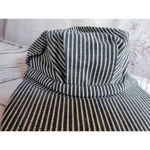 Train Conductor Youth Hat Striped Engineer Cap Blue Hickory Stripe Railroad - Picture 2 of 6